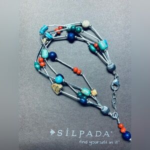 Silpada Liquid Sterling Lapis, Jasper, Coral, Turquoise & Seed Bead Bracelet